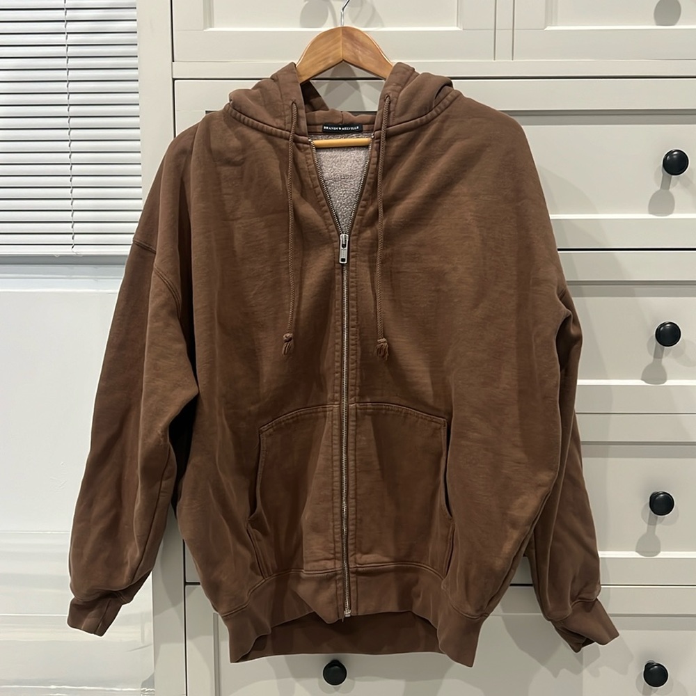 Brandy Melville zip up sweatshirt brown